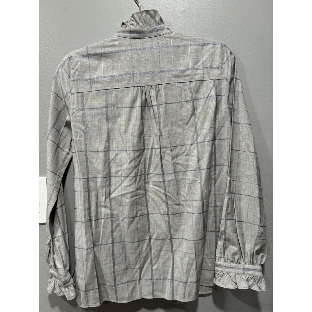 LAFAYETTE 148 New York Kelly Windowpane Wool Blend Blouse Size XS - Picture 5 of 6